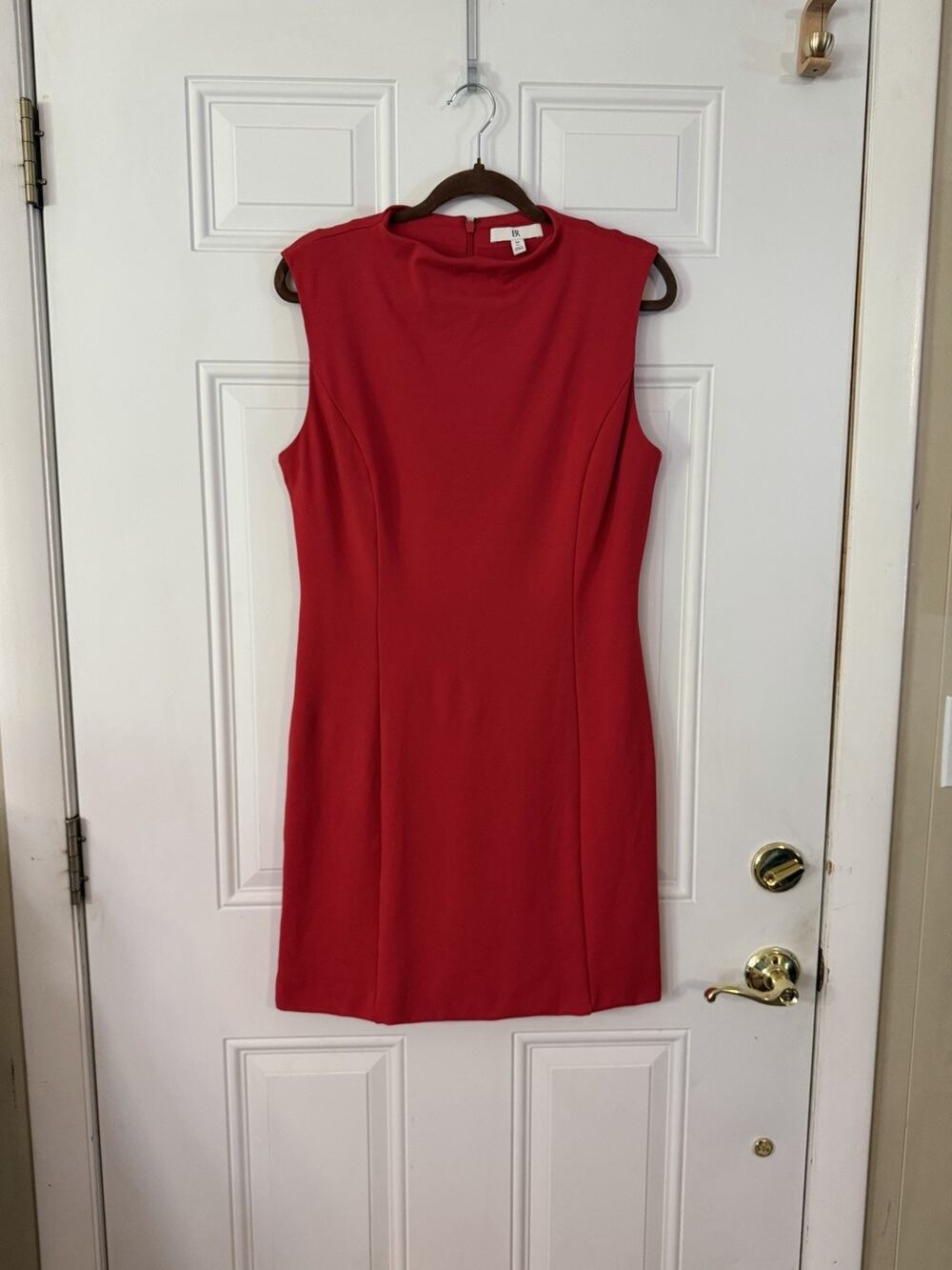 Banana Republic Red Dress Med Tall Nick Neck Back Zip Heavyweight Lined Ponte